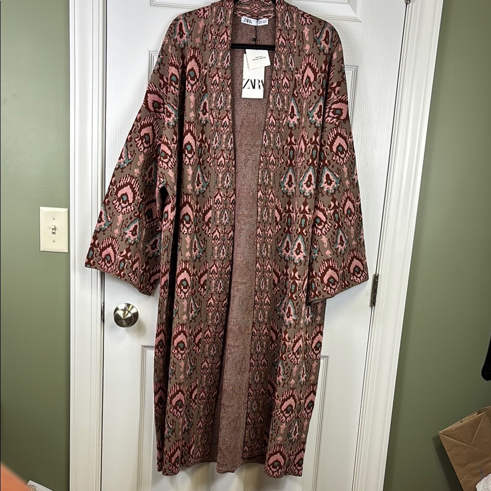 NWT Zara Special Edition Jacquard knit kimono jacket sz sm - Picture 7 of 13